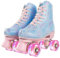 XUDREZ Rollschuhe für Damen, leuchtende Rollschuhe, Derby-Skates, hohe Oberseite, zweireihig, Rollschuhe für Erwachsene, für Anfänger, Outdoor (rosa Blitzrad, EUR 40-24,5 cm – UK: Damen 6/Herren 5,5)