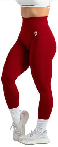 Gymreapers Infinity Leggings da allenamento senza cuciture da donna a vita alta senza cuciture leggings per esercizi di corsa pantaloni da yoga attivi, Colpo di sangue Rosso, L