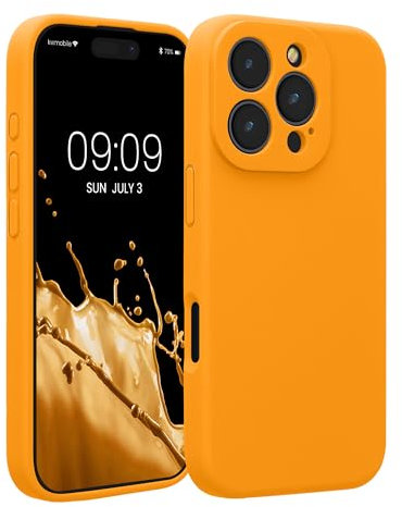 kwmobile Case Compatible with Apple iPhone 16 Pro Case - Slim TPU Silicone Phone Cover - Soft Touch Finish - Fruity Orange