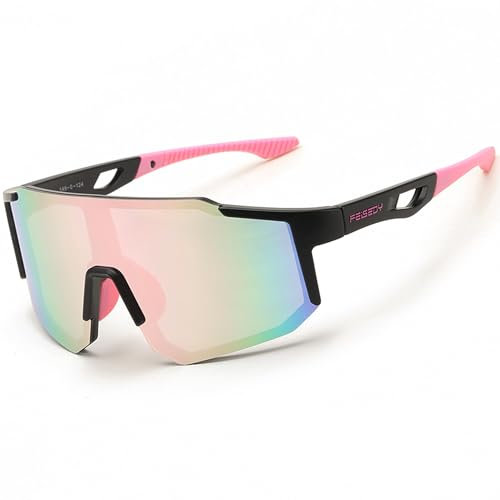 FEISEDY Sport Sonnenbrille Herren Fahrradbrille Damen Verspiegelt Sportbrille für Radfahren Fahren Laufen mit UV400 Schutz B0177