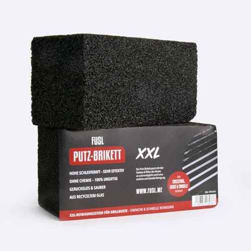 FUSL Putzbrikett Grillreingung XXL, Putzstein, Bimsstein, Reinigungsstein für jeden Grillrost, 100% Recycling-Material