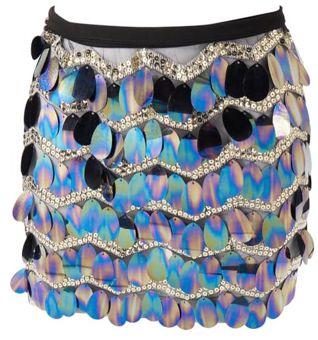 GORGECRAFT Bauchtanz Hüfttuch Mit Pailletten Tropfenform Glitzernder Hüft Minirock Wickelrock Aus Schwarzem Polyester Mit Glitzer Mehrlagiger Funkelnder Rave Kleidung Für Damen Kostümparty Festival