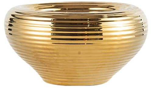 Wedhapy Pot de Fleurs doré Pot de Fleurs doré pour Plantes d'intérieur Pot de Fleurs doré en céramique de 7,9 Pouces Pot de Fleurs Rond doré Pot doré antidérapant pour Plantes de Table Style Maison 2