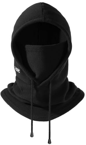 OZERO Balaclava Wintersturmhaube Fahrrad Maske: Warm Gesichtsmaske Winddichte Mützenschal Herren Kälteschutz Damen Sturmmaske Motorrad Schlupfmütz Schwarz