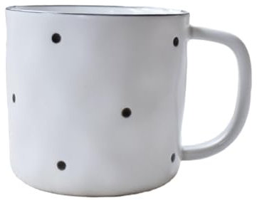 Tasse vintage en céramique mate, 350 ml, grande capacité, style japonais, motif à pois noirs