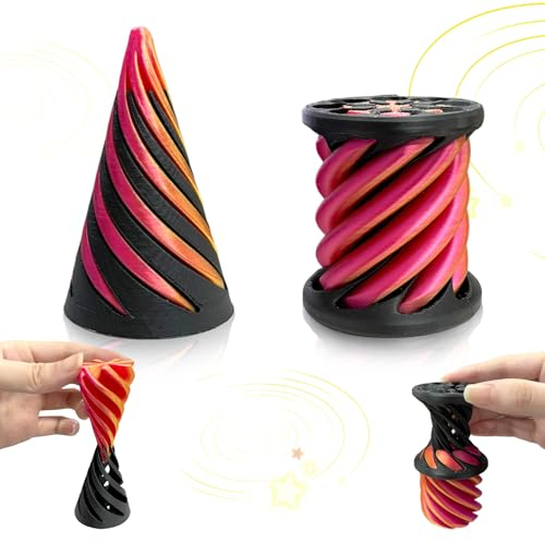 Vordpe Spiral Fidget Spielzeug, 3D Gedrucktes Fidget Spielzeug, Spiralkegel Zahnrad Spinner Zappelspielzeug, für Statue for Desktop Decoration (Kegel+Zylinder)