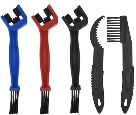 Kit da 5 Pezzi per Pulizia Catene – Spazzola per Catene di Moto e Biciclette – Pulitore e Spazzola per Ingranaggi e Guarniture