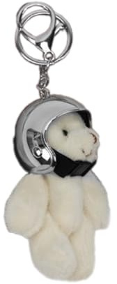 Ldabrye Schlüsselanhänger mit Helm, Bär, Taschenanhänger, stilvolle Tasche, Ornament, Polyester, geeignet für Rucksack, Tasche und Schlüssel, silber