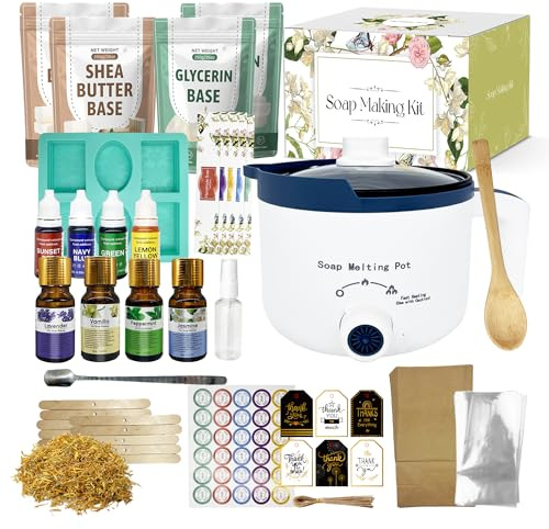 LFISGNN Soap Making Kit with Soap Melter for Adults Begineer | DIY Soap Kit with 2lbs Soap Base, Silicone Molds & Scraper, 4 Fragrance Oils & Dyes for Soap Making,Soap Making Supplies Kits