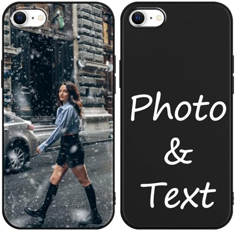 Foonary Personalisierte Handyhülle für iPhone 7/8/SE 2022/SE 2020 4,7'', Personalisiert Hülle mit Selbst Gestalten Bedrucken mit Eigenem Bild Foto Schutzhülle, Individuelle Case für iPhone 8,Schwarz
