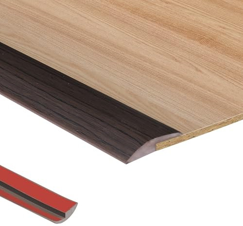 2M Perfil de Transición para Pisos PVC Tira de Umbral Tiras de Transición de Suelo Tapajuntas Suelo Adhesivo Tira Divisoria Puerta, Altura de Transición Inferior a 5 mm, Nogal negro
