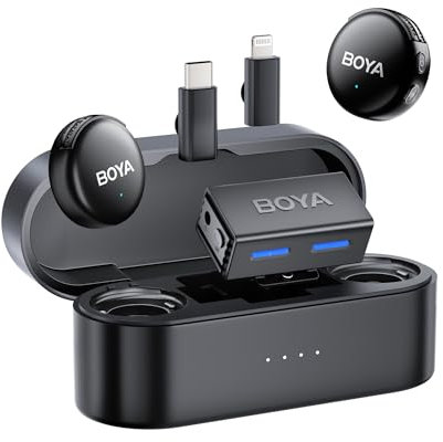 BOYA BOYALINK 3 Micro cravate sans fil tout-en-un pour appareil photo/iPhone/Android, mini microphone avec réduction du bruit AI, durée 30 h, portée de transmission 300 m pour Vlog, TikTok