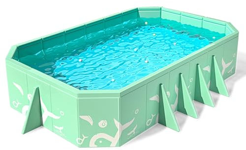 MZQMK Piscine Pliable, Piscine À Cadre Rectangulaire, Grande Piscine Non Gonflable pour Enfants, Adultes, Surdimensionnée, Épaisse, Piscine Pliable Portable pour Enfants(260cm/102in)