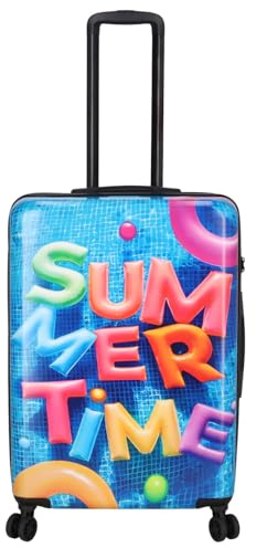 Kenorada Reisetrolley STONEWOOD 4W | Koffer mit Vier Rollen | stabile ABS Hartschale und TSA Zahlenschloss | Trolley mit Reißverschluss | mit modernem Foto Motiv (Summer, M - mittlerer Koffer)