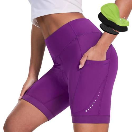Nepest Radlerhose Damen Gepolstert 4D, Rennrad Hose Kurz, Atmungsaktiv | Radlerhose Damen, 4D Polster, 4-Wege-Stretch, Atmungsaktiv, Profi-Radhose, Tasche, Cycling Shorts Women, UPF 50+, Radsport