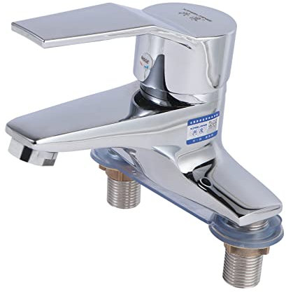 WOONEKY 1 Pieza Grifo de Doble Agujero para Agua Caliente y Fría Mezclador para Lavabo de Cocina y Baño Instalación y Limpieza