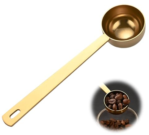 5ml Measuring Spoons, Tablespoon Coffee Scoop for Powder Collagen Supplements Spoon Measuring Set Matcha Spoon Kitchen Gold Stainless Steel Measuring Spoons for Milk Powder Sugar Flour Ground Coffee