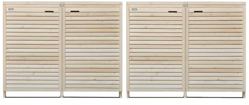 Lukadria Mülltonnenbox Mülltonnenverkleidung 4 Tonnen Mülltonnecontainer Holz Natur 240L vormontiert mit Rückwand Adria