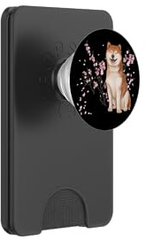 Happy Shiba Inu Hund mit schönen Sakura-Kirschblüten PopSockets PopWallet für MagSafe