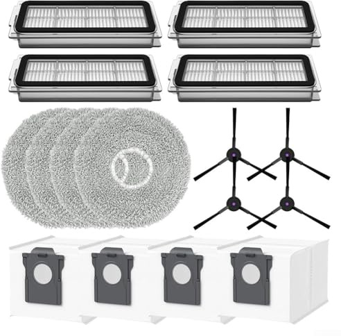 Accesorios para Cecotec Conga-X70 robot aspirador de repuesto, 4 filtros, 4 paños de limpieza, 4 bolsas para el polvo, 4 cepillos laterales