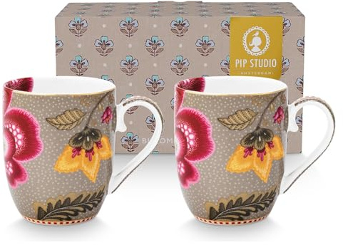 Pip Studio Blooming Tales Fantasy Khaki Small Henkelbecher 0,2l Set2