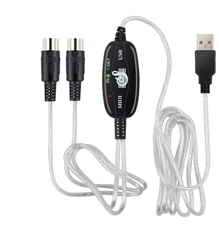 Abaodam Cable USB Midi de 1,8 m, cable de edición de música, adaptador de conector de teclado para grabación de sintetizador de piano electrónico y actuaciones en vivo