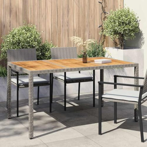 VIHHQGC Gartentisch Grau 150 x 90 x 75 cm Poly-Rattan Ausziehbar mit Stahlrahmen für Terrasse Garten Outdoor Esstisch Langlebig Modern