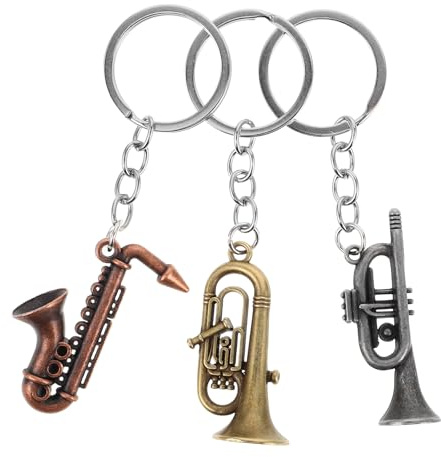 Artibetter Vintage Schlüsselanhänger Saxophon aus Metall 3stücke Satz mit Glatter Fein Polierter Oberfläche als Einzigartiges Musikschmuck Geschenk für Musikliebhaber