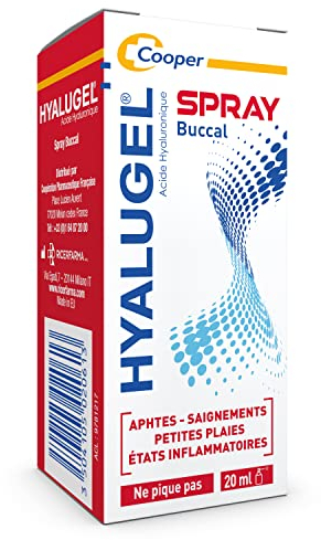 HYALUGEL Mundspray - Schwer zugängliche Läsionen - Aphten - Kleine Wunden - Entzündungszustände (Blutungen) - Hyaluronsäure - Minzzitrone Geschmack - Spray - 20 ml