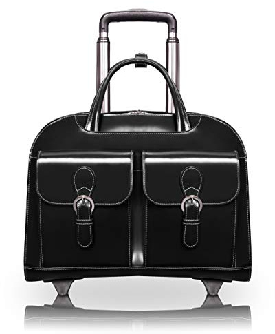 McKlein DAVIS, Top Grain Cowhide Leather, 15 Leather Vertical Wheeled Ladies' Laptop/Computer & Tablet Business Briefcase Bag/Women's Rolling Overnight Travel Bag, Removable trolley case