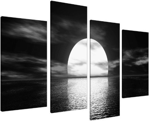 Large Black White Canvas Wall Art Pictures 130cm Wide Prints XL | 4003