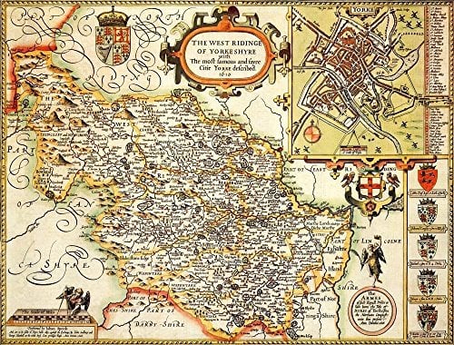West Yorkshire Historical Map 1000 Piece Jigsaw Puzzle (1610). Free print!