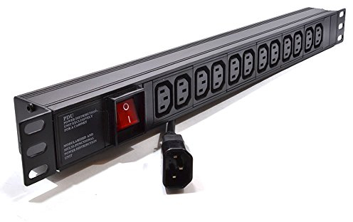 kenable Power Distribution Unit 12 Way C13 IEC 19 inch Horizontal PDU to C14 Plug [12 Way Horizontal] 1.8m [1.8 metres]