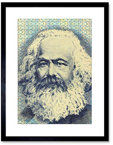 Wee Blue Coo F97X4897 Banknoten-Druck, politisches Design von Karl Marx, gerahmt, Motiv Kommunismus