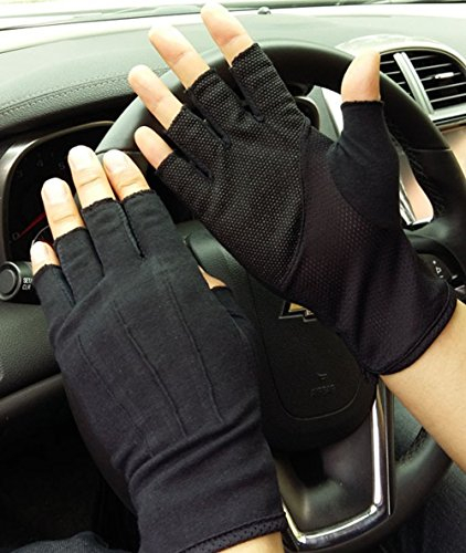 BXT Männer Halbfinger Fahrradhandschuhe Dünnen Radsport Baumwollhandschuhe Sport Gym Fitness Workout Fingerlose Anti-Rutsch Silikon Fingerlos Reiten Motorrad Handschuhe