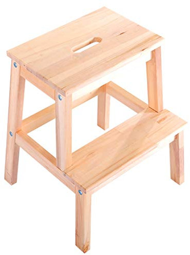 Klapptreppe Klappstufen Klapptritt Trittleiter 2 Stufen Holz Leicht Tritthocker Multifunktions-Treppenstuhl für Kind Erwachsene für Bad Bibliothek Home - max. 150 kg,Schwarz