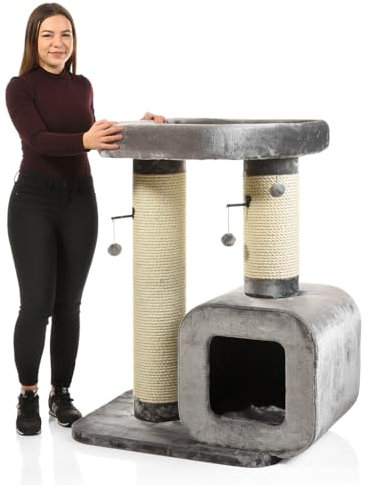 CanadianCat Company | Kratzbaum Milton - grau | Kratzstämme Ø 20cm | ca. 95 x 60 x 114 cm