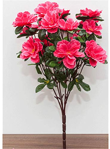 Baisheng Künstliche Blumen Rhododendron simsii Planch Weihnachten Braut Hochzeit Blumenstrauß für Haus Gartenparty Blumenschmuck(6 Bündel-Rose Rot)