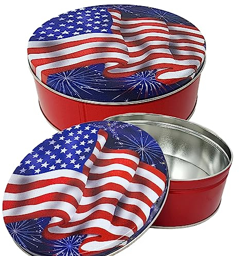 Premium Americana Keksdosen mit Deckel | Rot Weiß und Blau Amerikanische Flagge Stern Design | Bonbon-Behälter (2 Stück)