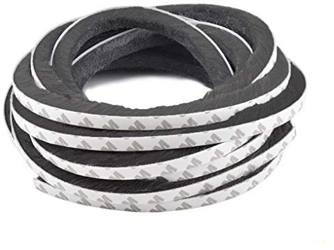 TamBee Brush Weather Stripping Window Frame Seal Weatherstrip Self-Adhesive Brush Window Door Seal Strip Draught Excluder (9mm(W) x9mm(T) x12M(L), Black)