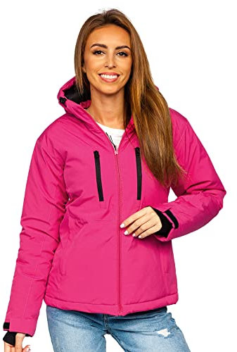 BOLF Damen Winterjacke Skijacke Snowboardjacke Schneejacke mit Kapuze Schneefang Bündchen Winddicht Wasserdicht Atmungsaktiv Outdoor Sport Style HH012 Rosa M [D4D]