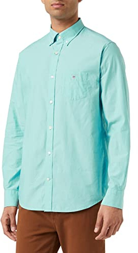 GANT Men's REG Broadcloth BD Shirt, Aqua Green, XL