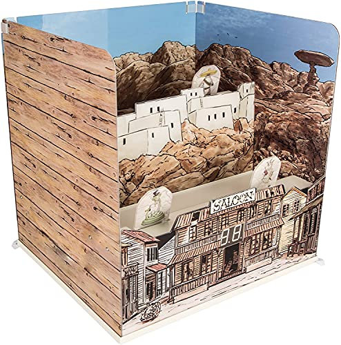 Fjoerdesports Softair Schießstand elektronisch – Schieß-Anlage mit 3 elektronischen Schieß-Modi – Schießstand Zielscheibe max. 0,5 Joule, für Softair, Schießstand in 5 Designs erhältlich (Western)