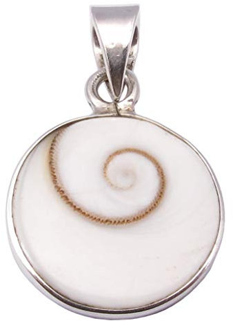 SilverStarJewel 925 Feinsilber Muschel Shiva-Auge Eben Anhänger 2,8 cm Edelstein Kunstschmuck