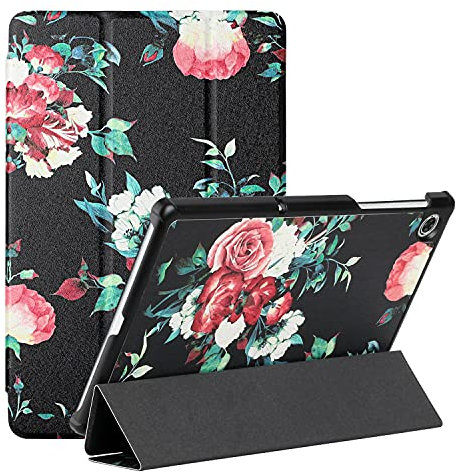 MadBee Tablet Coque pour Lenovo Tab M10 Plus/TB-X606X/TB-X606F, PU Cuir Flip Housse Étui Support Coque de Tablet, Léger Housse Tablette Cover [Non Sommeil/Réveil Automatique] (Fleur)