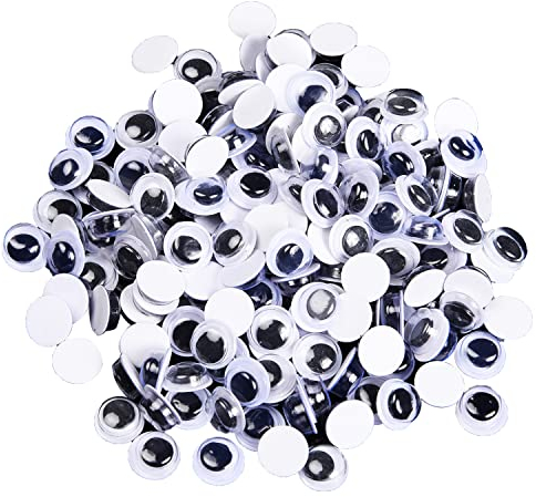 Lezevn 600pcs Round Wiggle Googly Eyes Self-Adhesive DIY Crafts (0.5cm) - Black, Clear - Chrome - Cartoon - Indoor - Stickers