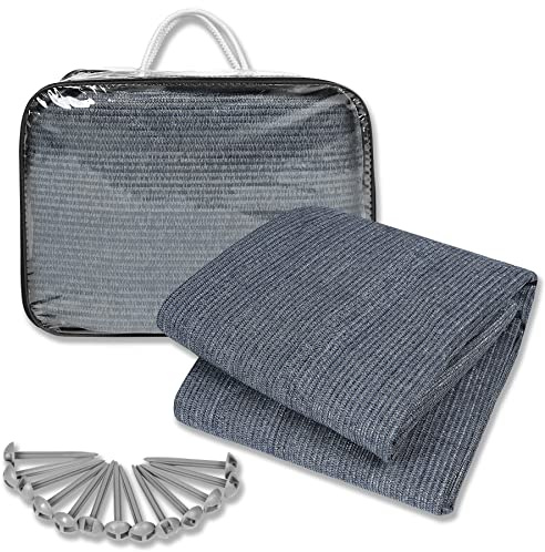 Froadp HDPE Tapis de Camping Outdoor Bâches de Sol pour Camping-Car avec Trou en Aluminium & Sac de Transport Lavable Tapis d'auvent Antidérapant Tapis de Tente de Caravane (300x500cm)