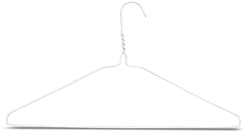 RSR Hangers Kleiderbügel 50 Stück Set Metall Drahtkleiderbügel Draht 3,0 mm Weiß Hemdenbügel Blusenbügel Metallkleiderbügel Drahtbügel extra Stark
