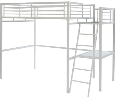 Vente-unique - Lit Mezzanine Casual II - 140 x 190 cm - Plateforme Bureau - Blanc - pour Enfant