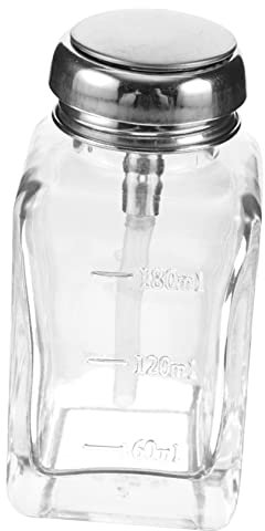 FRCOLOR Empty Transparent Glass Pump Bottle Refillable Dispenser for Nail Polish Remover Travel Home Use Leak Compact Clear Glass Design for Liquids